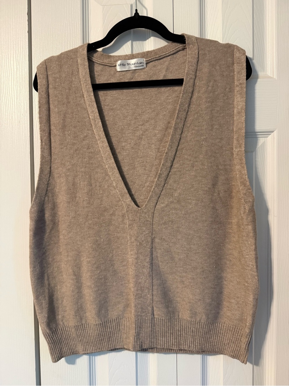 Little Mountain Tan V-Neck Oversized Sweater Vest
